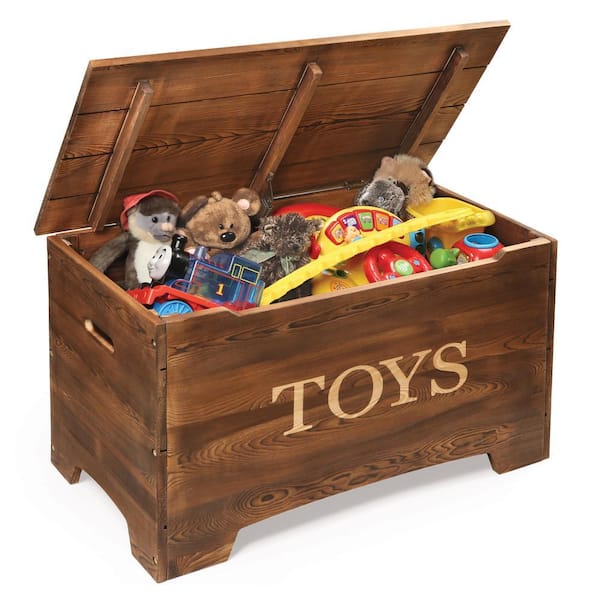 Badger Basket Brown Solid Wood Rustic Toy Box 13711 - The Home Depot