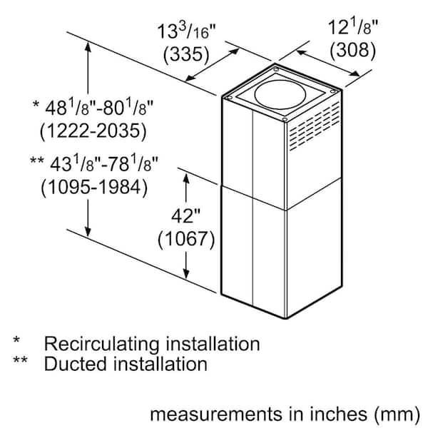 Chimney Extension for Bosch Island Ventilation Hood in Stainless Steel