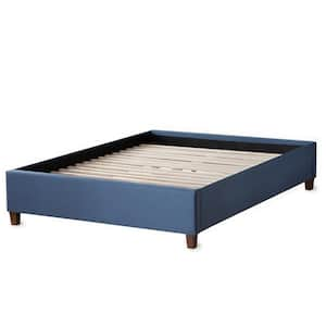 Ava Navy Full Upholstered Platform Bed with Slats