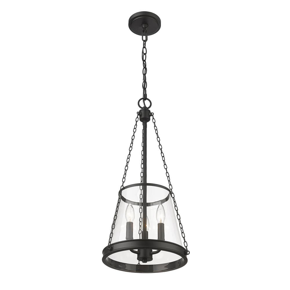 Prescott Matte Black Mini Drum Pendant with Nickel Accents