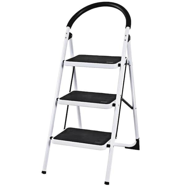 WELLFOR 3-Step Iron Frame and PE Pedal Step Stool, 330 lbs.