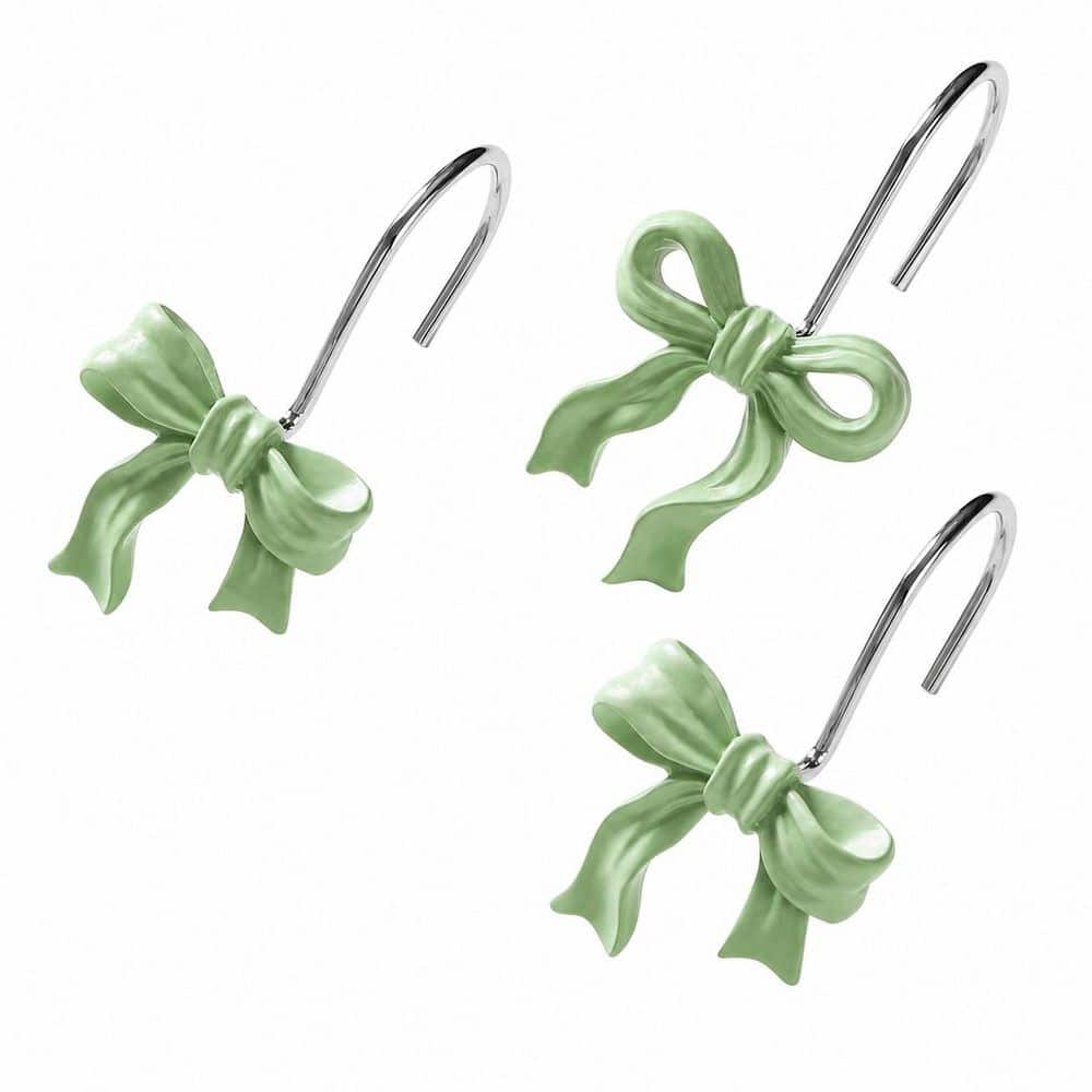 Bow Knot Shower Curtain Hooks 12-Pack, Sage Resin Rings for Bathrooms, Rustproof, 1.57 in dia easy setup price history on PriceWatchPro