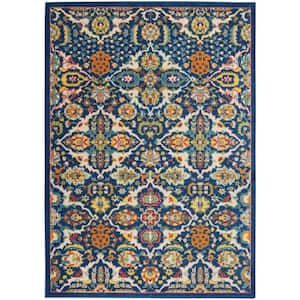 Allur Navy Multicolor 3 ft. x 5 ft. All-over design Transitional Area Rug