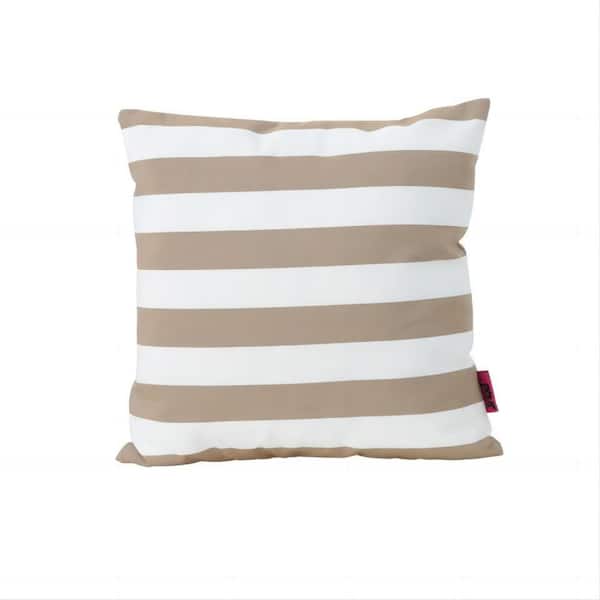 Clihome Outdoor Brown and White Stripe Water Resistant Throw Pillow (2-Pack)