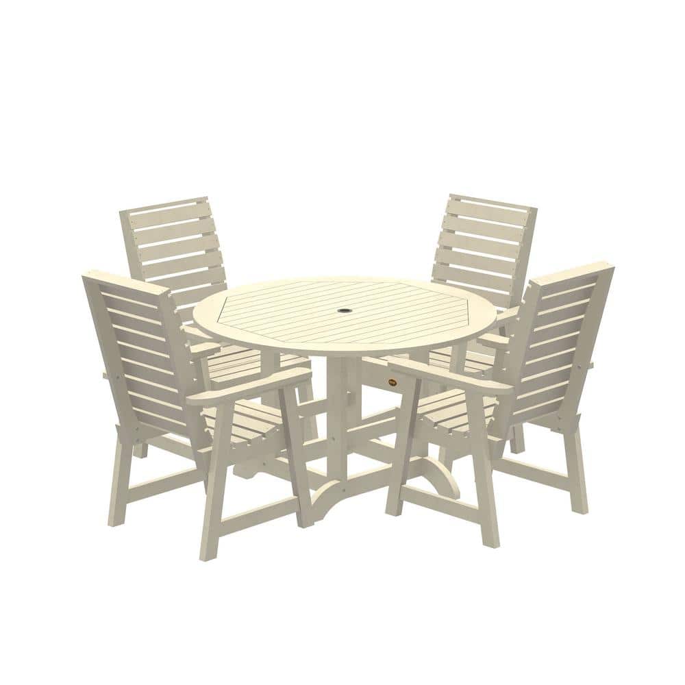 Highwood Glennville 5Pieces Round Recycled Plastic Outdoor Dining Set CMST3SQ48WDWAE The
