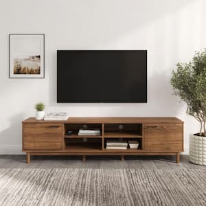 70 in. Mocha Wood Modern 2-Door Storage TV Stand Fits TVs up to 80 in.