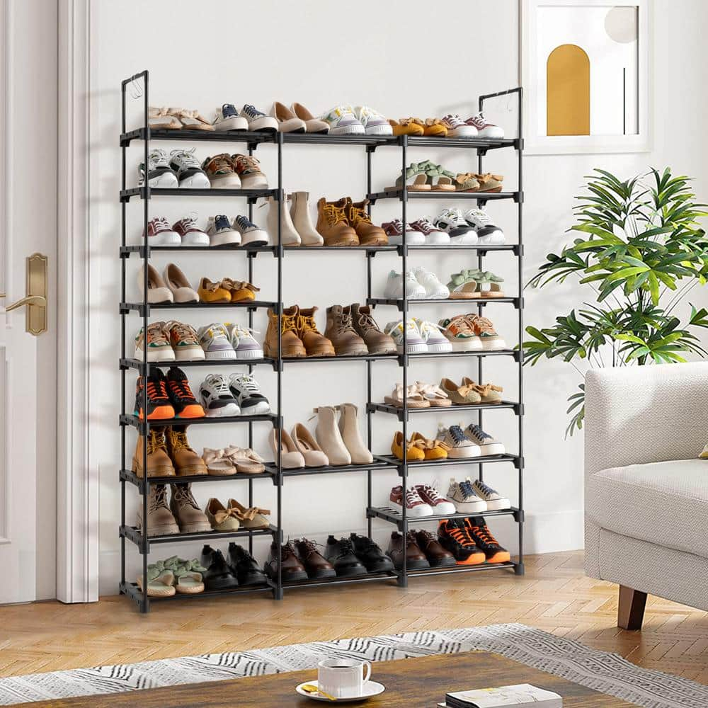 Karl home 62 in. H 50-Pair Black Shoe Rack 203032705015 - The Home Depot