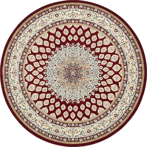 Unique Loom Narenj Nottingham Burgundy 10' 0 x 10' 0 Round Rug