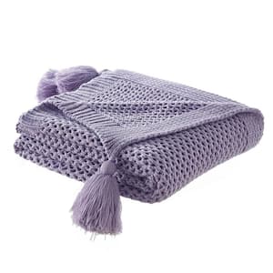 Charlie Purple Solid Color Acrylic Throw Blanket