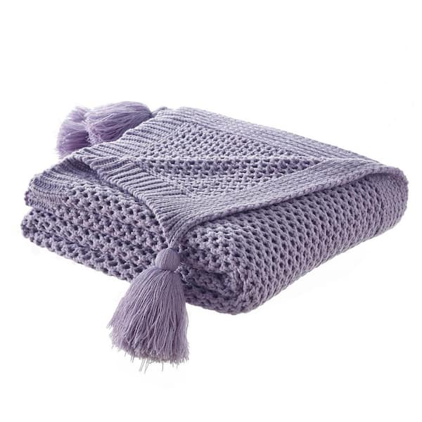 HomeRoots Charlie Purple Solid Color Acrylic Throw Blanket
