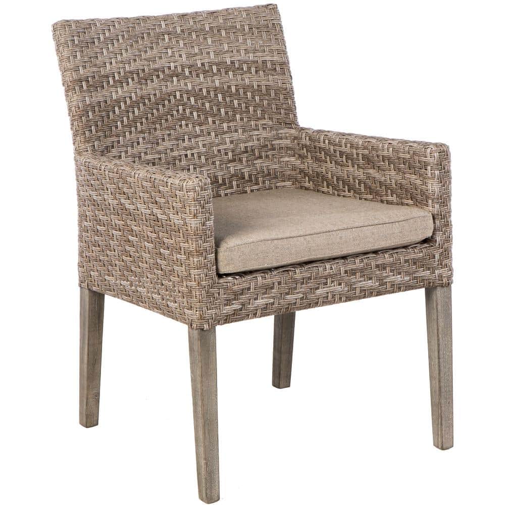 71" Driftwood Eucalyptus and Wicker Patio Dining Set for 6