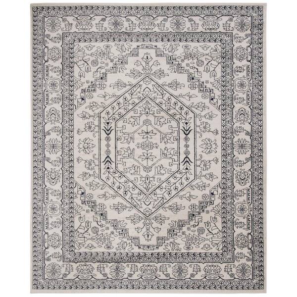 SAFAVIEH Adirondack Ivory/Navy 8 ft. x 10 ft. Border Medallion Area Rug