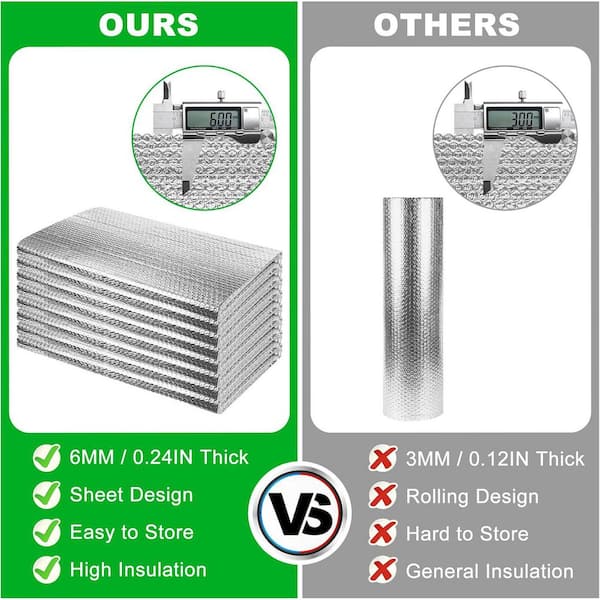 Reflective Insulation Foam 59 In. X 10 Ft. Radiant Barrier Weatherproof Double Bubble For RV Window Summer Heat BSA0422C085 - The Home Depot