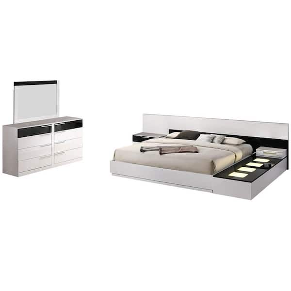 Best Master Furniture Bahamas Modern White/Black California King Bedroom Set (6 --Piece)