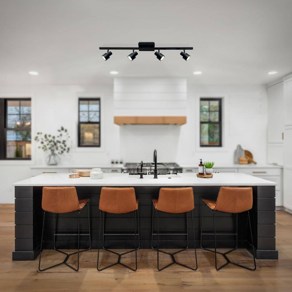 3 ft. Matte Black Adjustable 4-Light Track Lighting