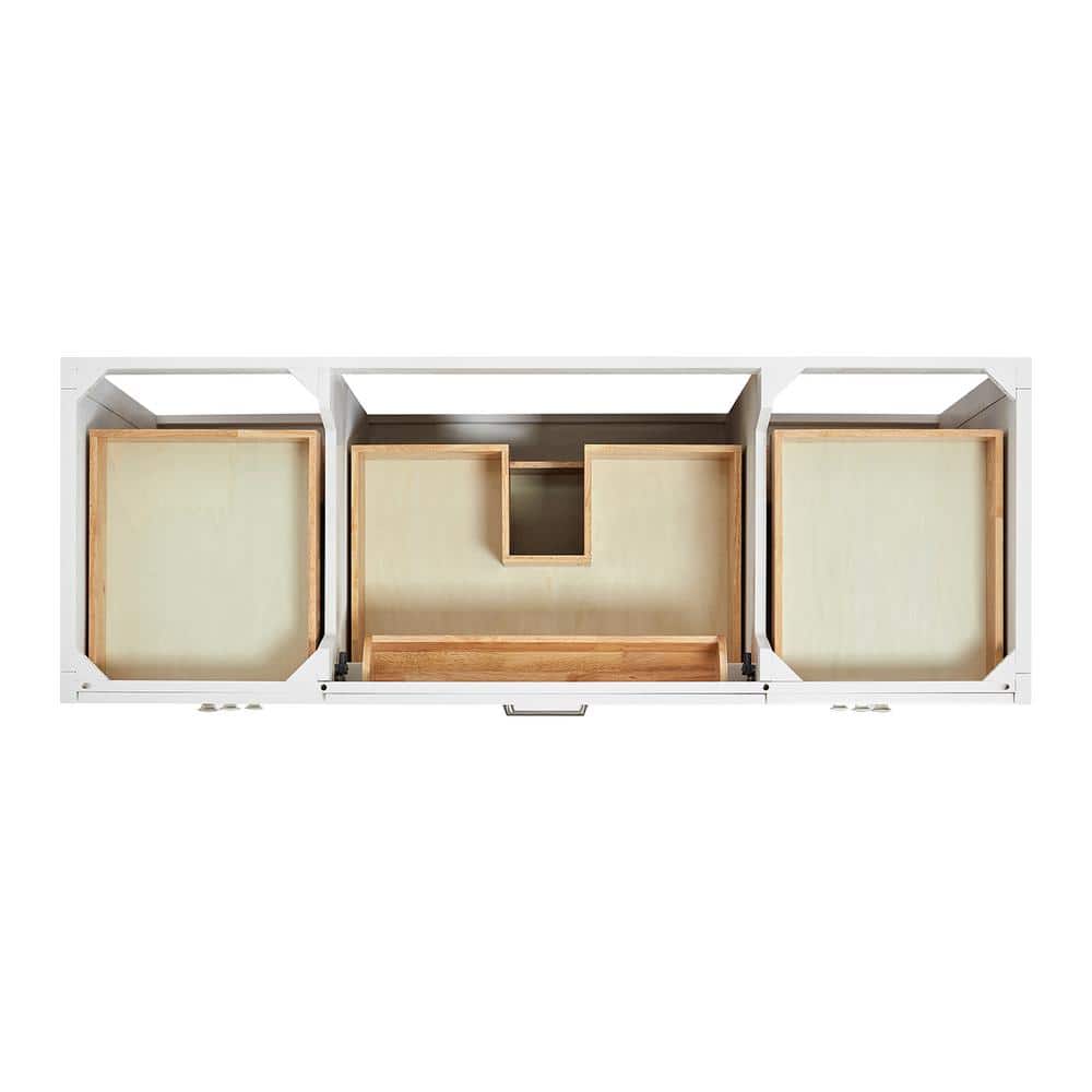 Monroe 60" White Solid Wood Freestanding Bathroom Vanity