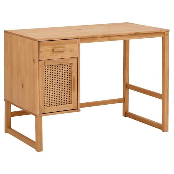 RenHome Talo 43.5 in. W Desk with Closed Storage and Drawer, Natural