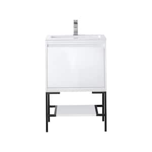 Milan 23.6 in. W x 18.1 in. D x 36 in. H Bathroom Vanity in Glossy White with Glossy White Composite Top