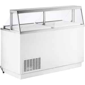 68in.W 22.8 cu.ft Automatic-Defrost Commercial Portable Freezer 16 Tub Deluxe Ice Cream Dipping Cabinet in white