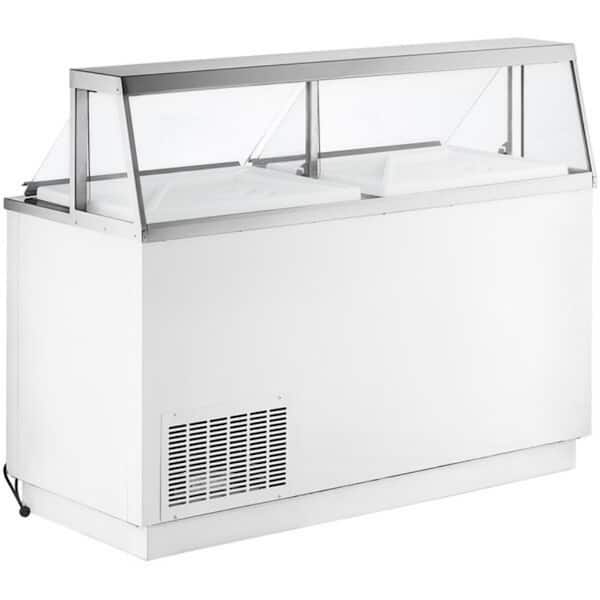 Cooler Depot 68in.W 22.8 cu.ft Automatic-Defrost Commercial Portable Freezer 16 Tub Deluxe Ice Cream Dipping Cabinet in white