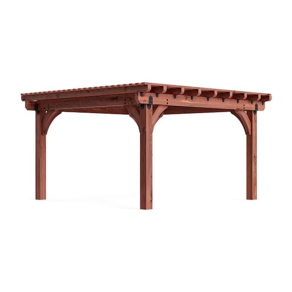 Pro Assembled Tuscan 16 ft. x 16 ft. Premium Timber Outdoor Patio Shade Pergola with 8 in. Solid Posts-Pro Staining
