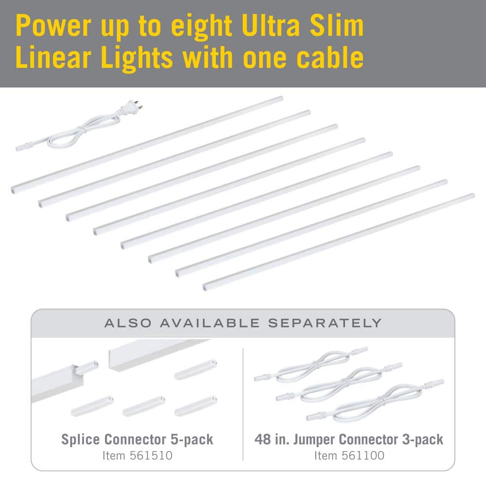 Ultra Slim White LED Linear Light Power Cable 3-Pack