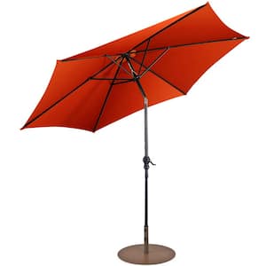 Orange 10ft Patio Umbrella Outdoor W/ 59 LBS Heavy-Duty Round Umbrella Stand