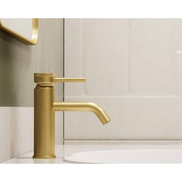 ANGELSEY Single Hole Single Handle Bathroom Faucet with Pop-up Drain in Brushed Gold