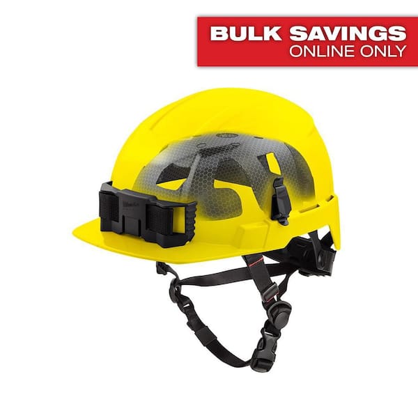 Milwaukee BOLT Yellow Type 2 Class E Front Brim Non-Vented Safety Helmet with IMPACT-ARMOR Liner