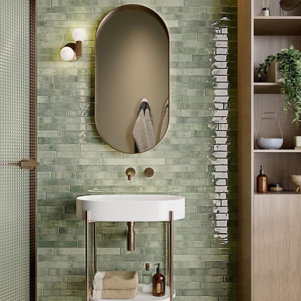 Scottsdale Aquamarine 2 in. x 18 in. Porcelain Floor and Wall Tile (7.42 sq. ft. /Case)