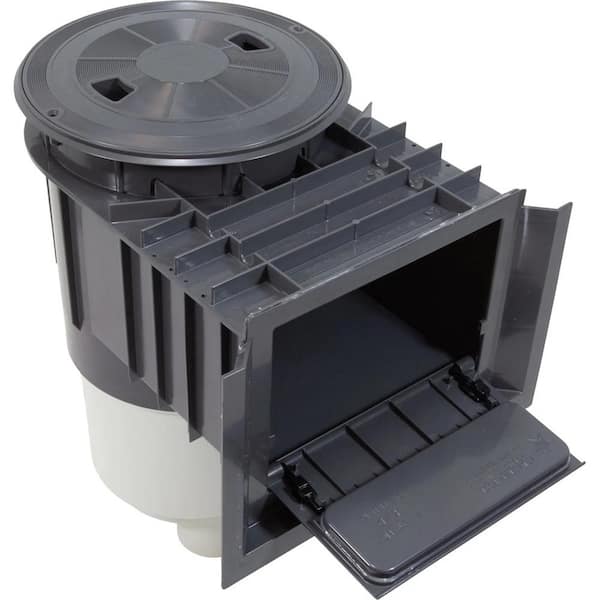 Auto-Skim Series 1.5 in. FIP Dark Gray Vinyl In Ground Thru-Wall Skimmer 8.5 in. Throat Length Square Cover