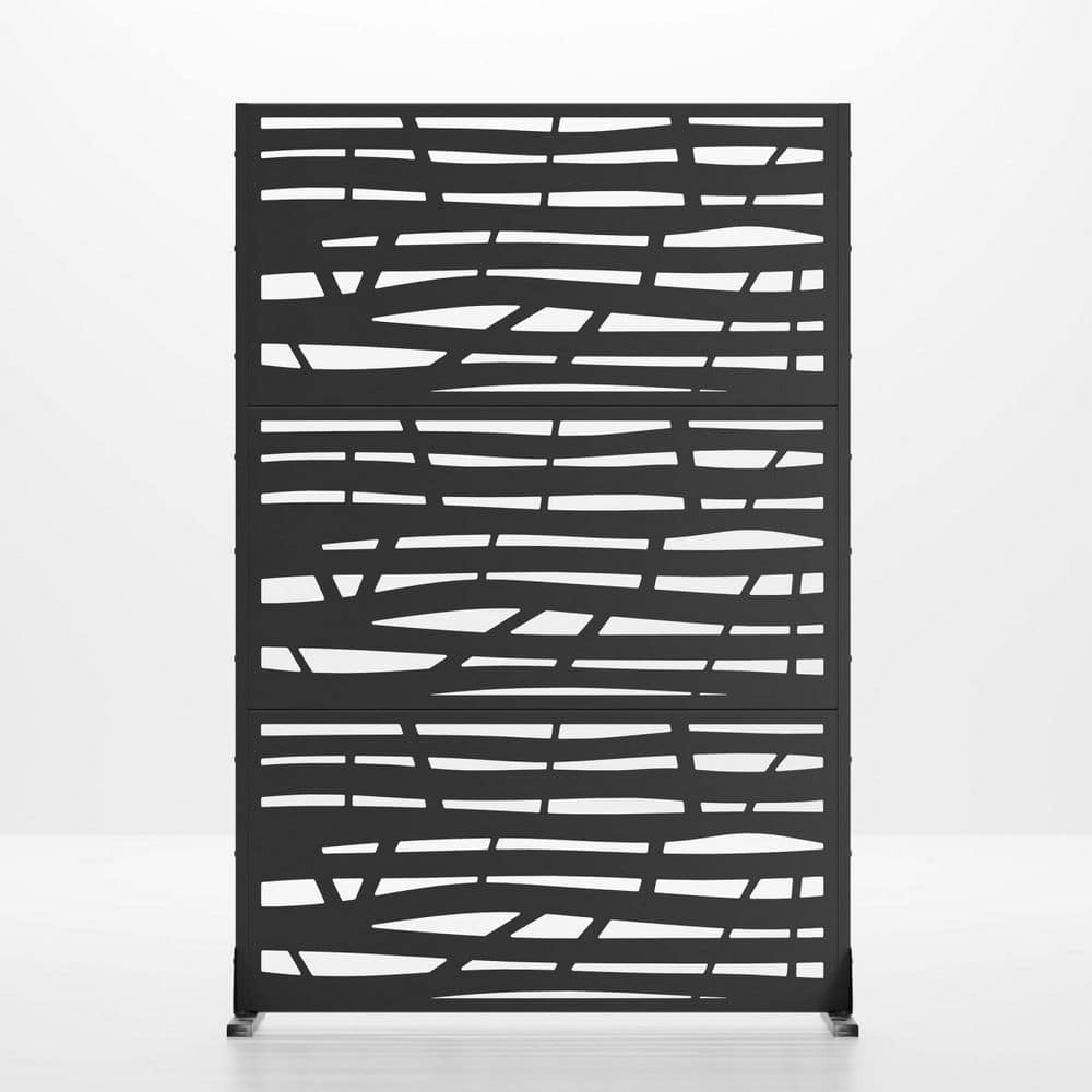 Set of 4 Outdoor Privacy Fence 47 in. L x 16 in. W x 72 in. H Black Galvanized Steel Garden Privacy Screen price history on PriceWatchPro