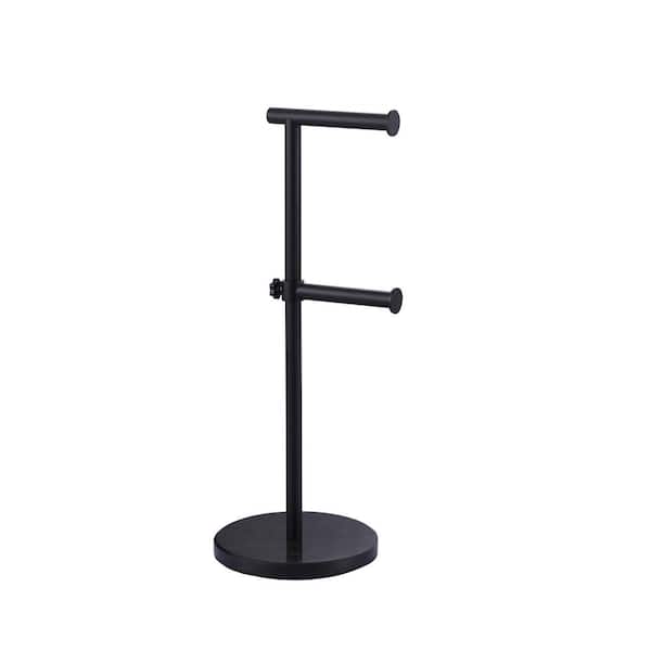 ARCORA Free Standing Floor-Mount Double Post Toilet Paper Holder in Black Moderne Stainless Steel