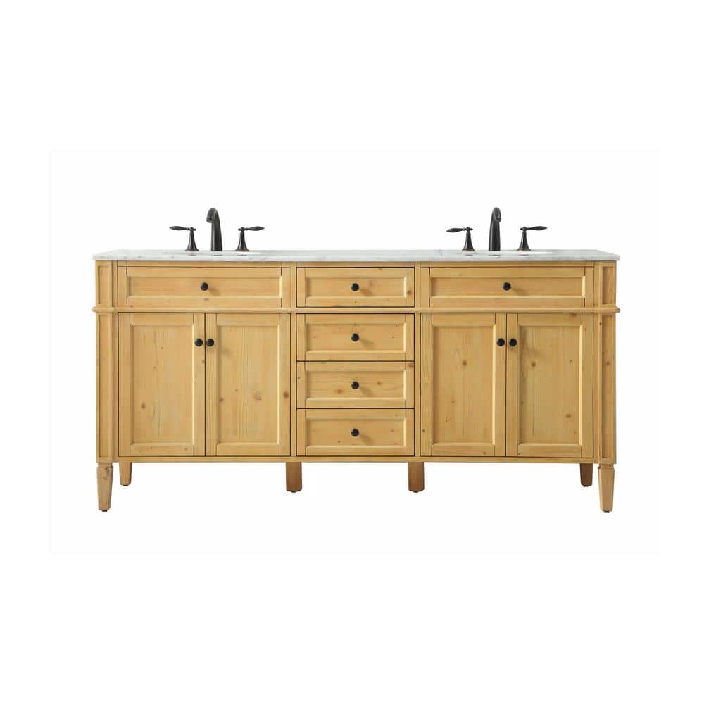 Timeless Home 72 in. W x 21.5 in. D x 35 in. H Double Bathroom Vanity in Na