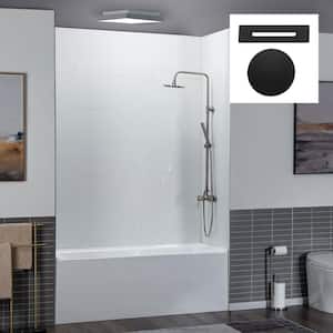 60 in. x 30 in. Acrylic Soaking Alcove Rectangular Bathtub with Right Drain and Overflow in White with Matte Black