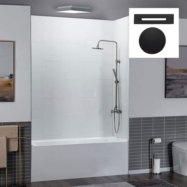 WOODBRIDGE 60 in. x 30 in. Acrylic Soaking Alcove Rectangular Bathtub with Right Drain and Overflow in White with Matte Black