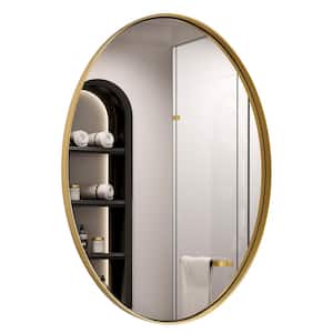 24 in. W x 36 in. H Large Oval Stainless Steel Mirror Bathroom Mirror Vanity Mirror Decorative Mirror in Brushed Gold