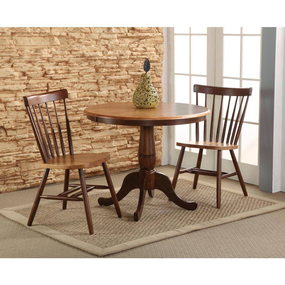 Cinnamon Espresso 30" Round Wood Farmhouse Dining Table
