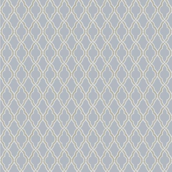 Unbranded Italian Style Blue Geometric Trellis Matte Finish Vinyl on Non-woven Non-pasted Wallpaper Roll