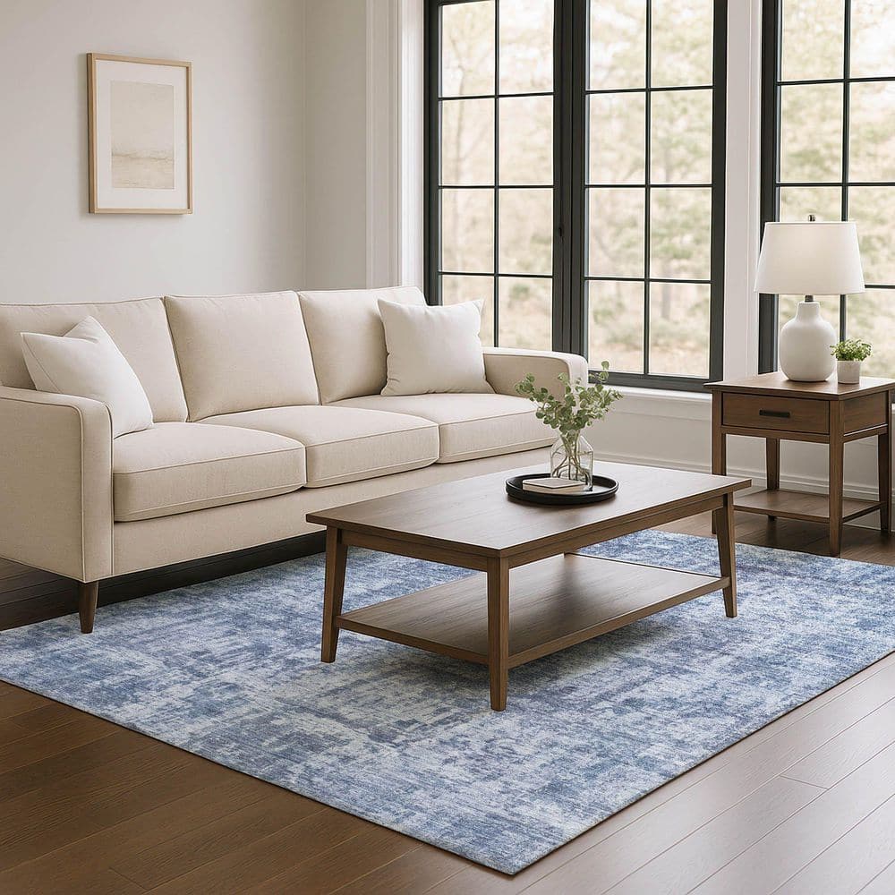 Mayfield Premium Machine Washable Abstract AMF1627 Blue 3 ft. x 4 ft. Area Rug price history on PriceWatchPro