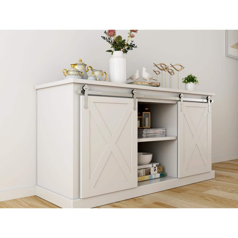60 in. Satin Nickel Miniature Spade Sliding Barn Door Hardware for Double Furniture Wood Doors price history on PriceWatchPro