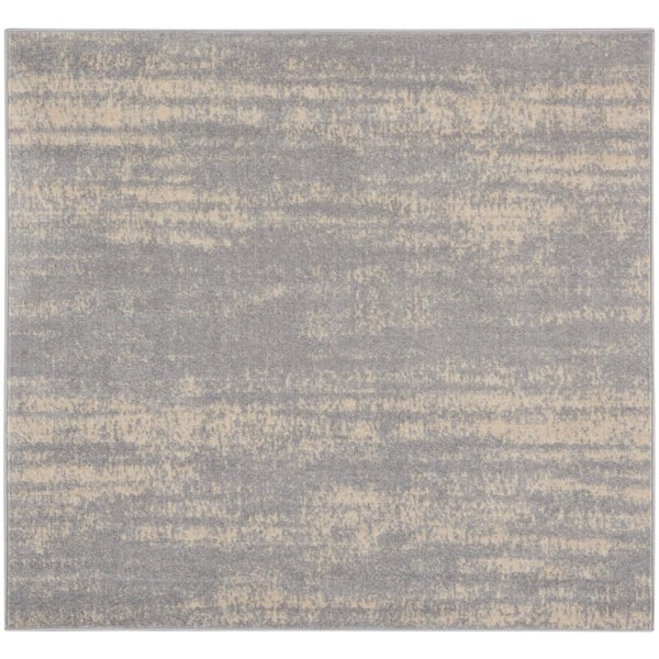 Nourison Nourison Essentials Grey Beige 5 ft. x 5 ft. Abstract Contemporary Square Area Rug