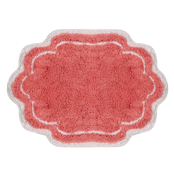Allure Collection 100% Cotton Tufted Non-Slip Bath Rug, 17 in. x24 in. Bath Rug, Coral