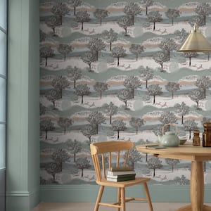 Laura Ashley Hartingdon Jade Green Removable Wallpaper Sample