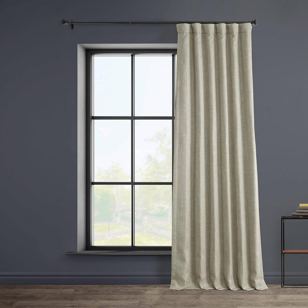 Oatmeal Faux Linen Room Darkening Drape Panel, 50W X 96L