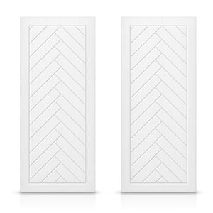 84 in. x 80 in. Hollow Core White Stained Composite MDF Interior Double Closet Sliding Doors