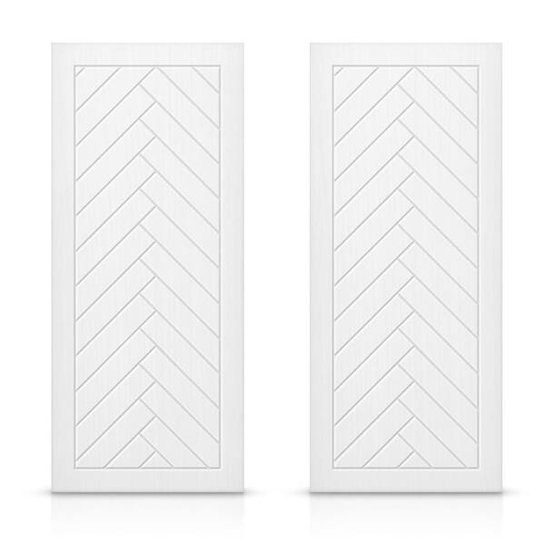 CALHOME 84 in. x 84 in. Hollow Core White Painted Composite MDF Interior Double Closet Sliding Doors