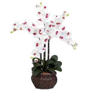 31 in. Artificial H White Phalaenopsis with Decorative Vase Silk Flower Arrangement