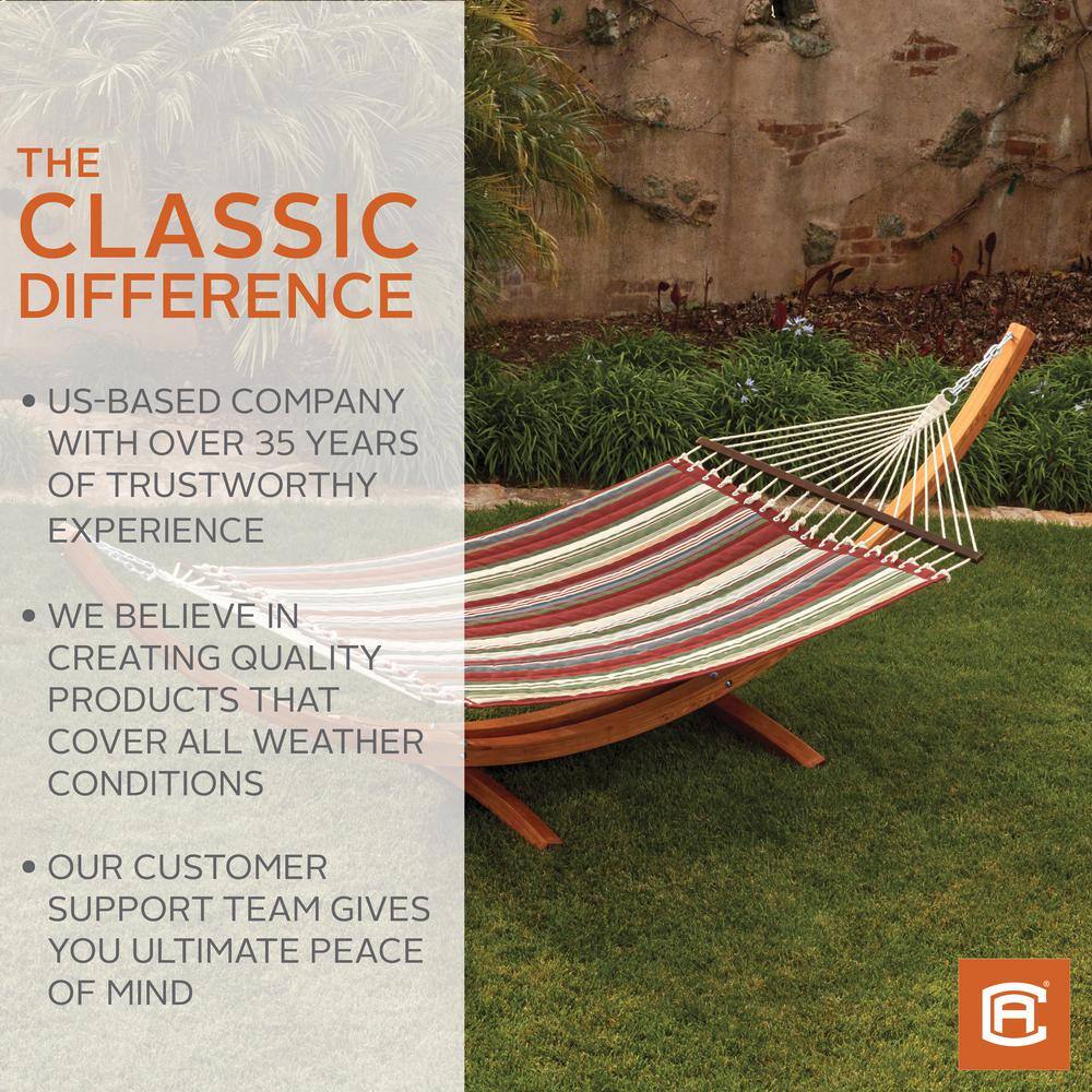 Tan Quilted Double Hammock with Bamboo Spreader Bars