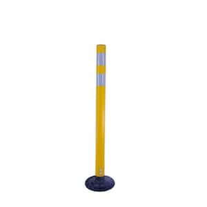 36 in. Yellow Round Delineator Post and Base with High-Intensity White Band